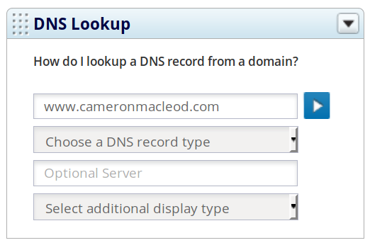 DNS lookup tool screenshot